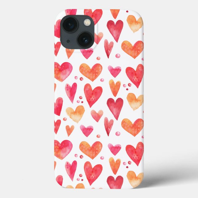 Funda De Case-Mate Para iPhone CORAZONES acuarelas (Reverso)