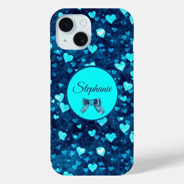 Funda De Case-Mate Para iPhone Corazones azules vivos (Reverso )