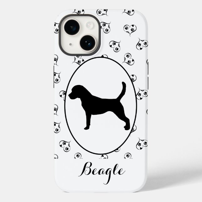 Funda De Case-Mate Para iPhone Corazones Beagle y pinturas (Reverso )