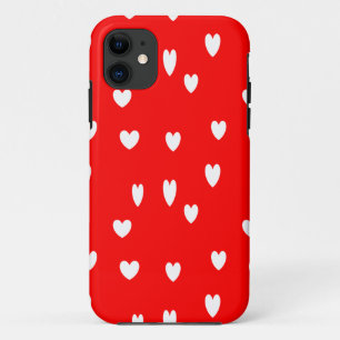Funda Para iPhone 11 Corazones blancos en rojo