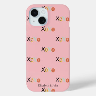Funda Para iPhone 15 Corazones Coloridos "XOXO" Día de San Valentín