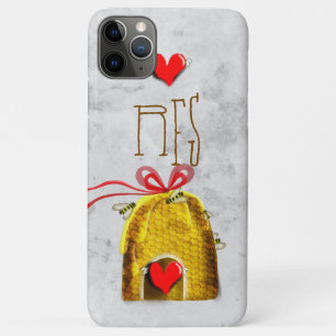 FUNDA PARA iPhone 11 PRO MAX CORAZONES DE ABEJA MONOGRAMA