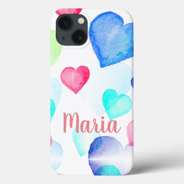 Funda De Case-Mate Para iPhone Corazones de acuarela (Reverso)