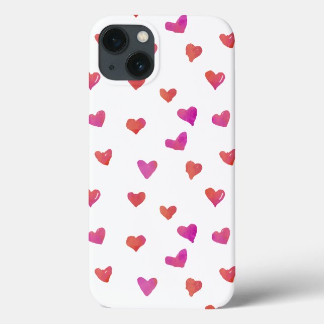 Funda De Case-Mate Para iPhone Corazones de acuarela (Reverso)