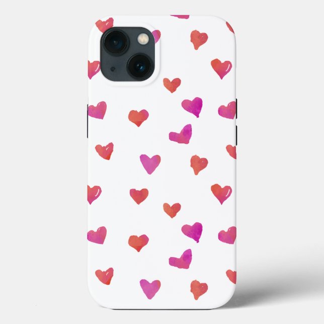 Funda De Case-Mate Para iPhone Corazones de acuarela (Reverso )