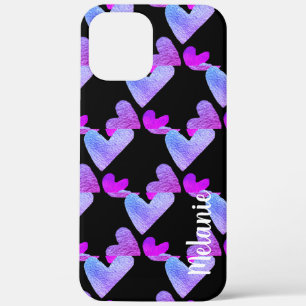 title_seo2 Corazones de Acuarela Morado Rosa Monograma en Neg