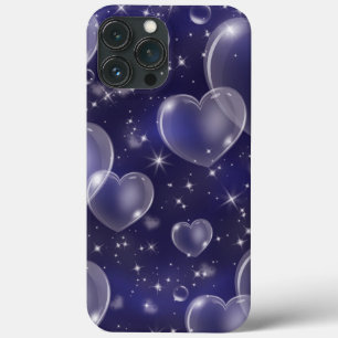 Funda Para iPhone 13 Pro Max Corazones de Burbujas Azules Tierno Estilo Chica d
