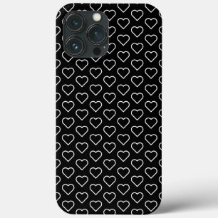 Funda Para iPhone 13 Pro Max Corazones de colores - Blanco negro