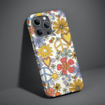 Funda Para iPhone 14 De Case-Mate Corazones de flores hippie retro Groovy<br><div class="desc">El estuche Retro Groovy Hippie Flowers Hearts iPhone Smart Phone incluye un patrón retro de flores,  corazones románticos de amor y signos de paz. Perfecto como regalo para Navidades,  cumpleaños,  Día de la Madre,  mejores amigos y más. Diseñado por © Evco Studio www.zazzle.com/store/evcostudio</div>
