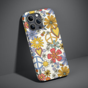 Funda Para iPhone 14 De Case-Mate Corazones de flores hippie retro Groovy