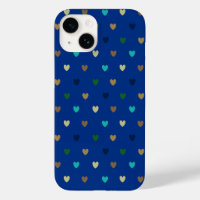 Corazones de lunares en tonos azul pavo real