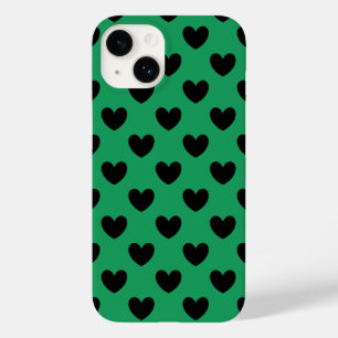 Funda Para iPhone 14 De Case-Mate Corazones de lunares negros sobre verde Kelly
