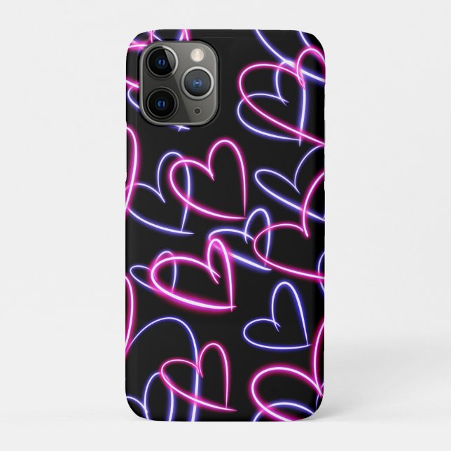 Funda De Case-Mate Para iPhone Corazones de neón (Reverso)