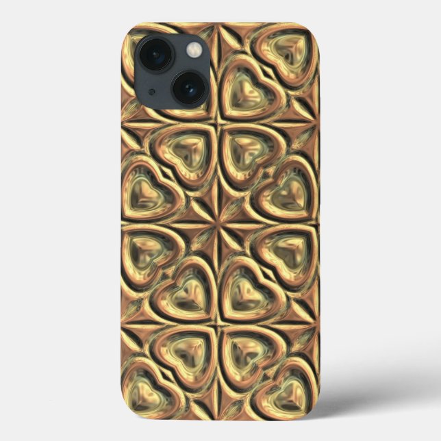 Funda De Case-Mate Para iPhone Corazones de oro (Reverso)