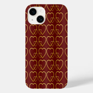 Funda Para iPhone 14 De Case-Mate Corazones de oro en maroon