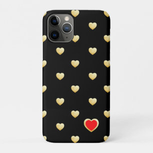 Funda Para iPhone 11 Pro Corazones de oro góticos de colores sólidos