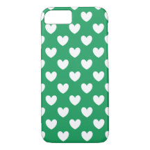 Corazones de polka blanca en Kelly Green