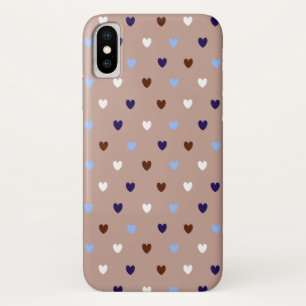 Funda Para iPhone X Corazones de polka de color marrón pálido