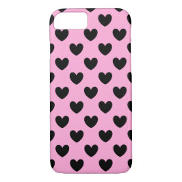 Funda Para iPhone 8/7 Corazones de polka negra sobre algodón de color ro