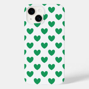 Funda Para iPhone 14 De Case-Mate Corazones de polka verde de Kelly en blanco