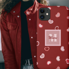 Funda Para iPhone 11 Corazones de rojo marrón de rosa a rojo ómbre