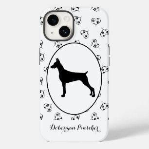 Funda Para iPhone 14 De Case-Mate Corazones de silueta Doberman Pinscher y pinturas