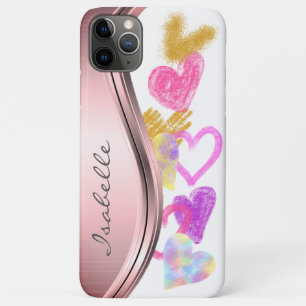 Funda Para iPhone 11 Pro Max Corazones Doodle Personalizados Lindos