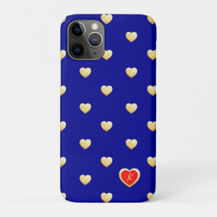 Funda Para iPhone 11 Pro Corazones dorados reales monogramados en color sól