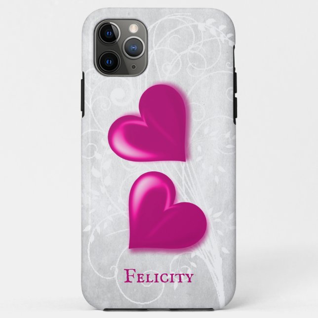 Funda De Case-Mate Para iPhone Corazones magenta personalizados (Reverso)