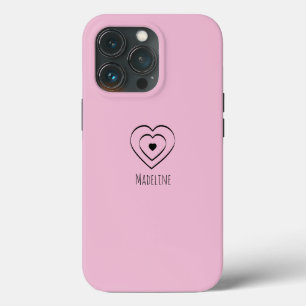 Funda Para iPhone 13 Pro Corazones Mano Simple Dibujar Cualquier Nombre De 