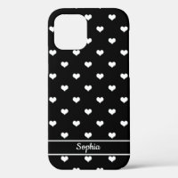 Corazones personalizados con nombre patrón negro m
