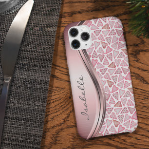 Funda Para iPhone 13 Corazones personalizados rosados del día de San Va