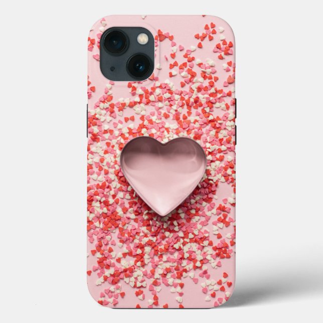 Funda De Case-Mate Para iPhone corazones rociados con confetti (Reverso )