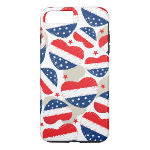 Funda Para iPhone 8 Plus/7 Plus Corazones rojos, blancos y azules