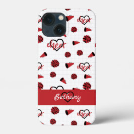 Funda Para iPhone 13 Mini Corazones Rojos De Alegre, Pom Poms, Patrón Megáfo