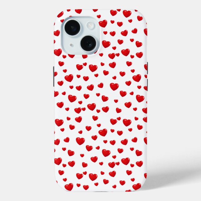 Funda De Case-Mate Para iPhone Corazones Rojos dispersos En Blanco (Reverso )