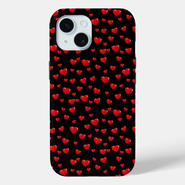 Funda De Case-Mate Para iPhone Corazones Rojos Dispersos En Negro (Reverso )
