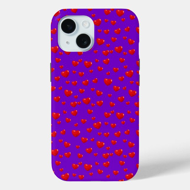 Funda De Case-Mate Para iPhone Corazones Rojos dispersos En Púrpura (Reverso )