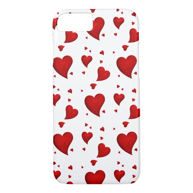 Funda De Case-Mate Para iPhone corazones rojos en blanco (Reverso)