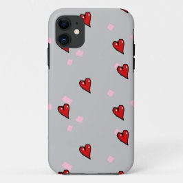 Funda Para iPhone 11 Corazones rojos en gris