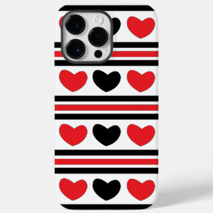 Funda Para iPhone 14 Pro Max De Case-Mate Corazones Rojos Negros Rayas Patrón Día de San Val