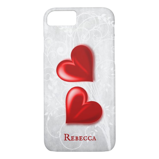 Funda De Case-Mate Para iPhone Corazones rojos personalizados (Reverso)