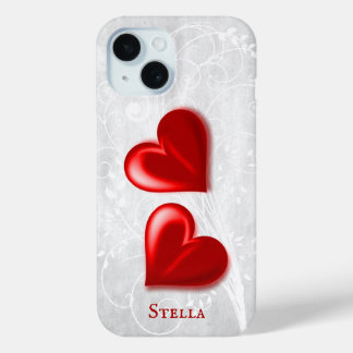 Funda Para iPhone 15 Corazones rojos personalizados