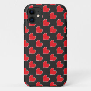 Funda Para iPhone 11 corazones rojos sobre el iphone negro 5 funda