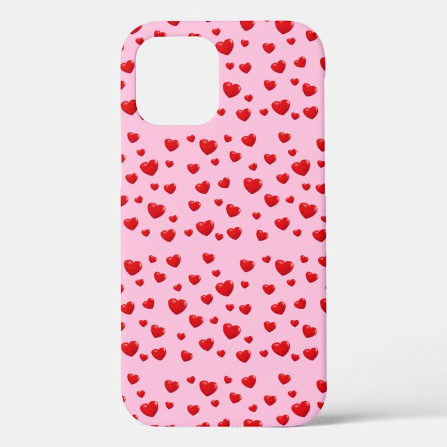 Funda De Case-Mate Para iPhone corazones rojos sobre rosa (Reverso )