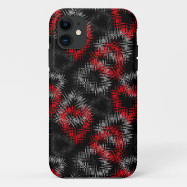 Funda Para iPhone 11 Corazones rojos y grises rotos sobre fondo negro