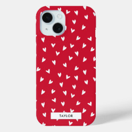 Funda Para iPhone 15 Corazones románticos | Nombre de monograma persona