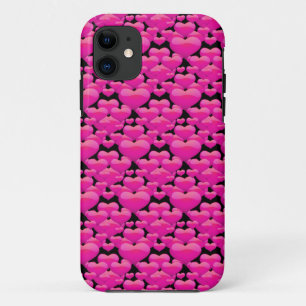Funda Para iPhone 11 Corazones rosados en negro