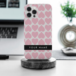 Funda Para iPhone 15 Pro Max Corazones rosados, románticos, su nombre, personal