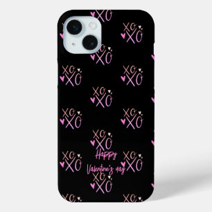 Funda Para iPhone 15 Mini Corazones rosados "XOXO" Feliz día de San Valentín